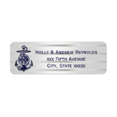 Blauw Anchor Silver White Navy Circle Monogram 33 Etiket (Voorkant)