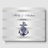 Blauw Anchor Silver White Navy Circle Monogram 33 Gastenboek (Voorkant)