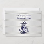 Blauw Anchor Silver White Navy Circle Monogram 33 Kaart (Voorkant)