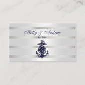 Blauw Anchor Silver White Navy Circle Monogram 33 Plaatskaartje (Voorkant)