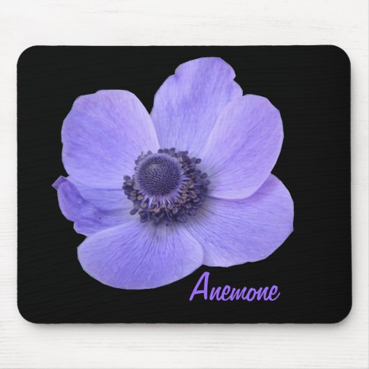  blauw Anemone Flower Mousepad Muismat (Voorkant)