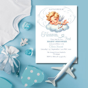 Blauw Angelic Silhouettes Heaven Sent Baby shower Kaart
