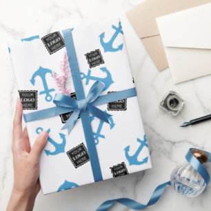 Blauw Anker & Boot Business Logo Cadeaupapier