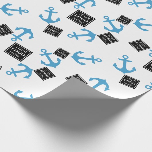 Blauw Anker & Boot Business Logo Cadeaupapier (Hoek)