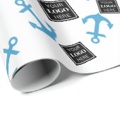 Blauw Anker & Boot Business Logo Cadeaupapier (Rol Hoek)