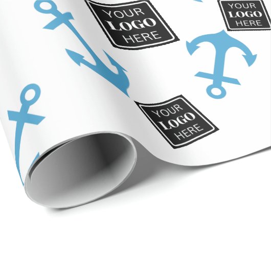 Blauw Anker & Boot Business Logo Cadeaupapier (Rol Hoek)
