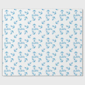 Blauw Anker & Douanenaam Cadeaupapier (Vlak)