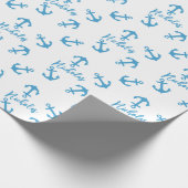 Blauw Anker & Douanenaam Cadeaupapier (Hoek)