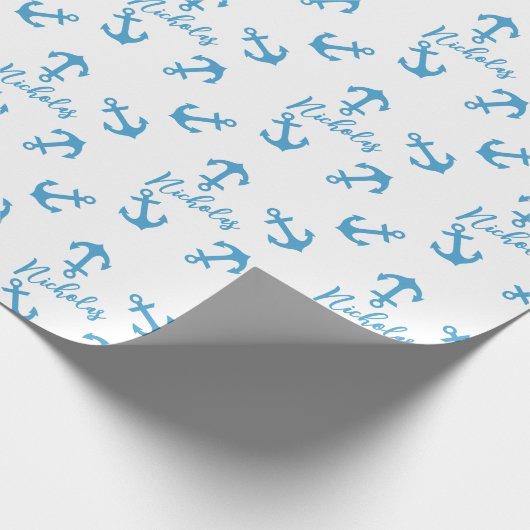 Blauw Anker & Douanenaam Cadeaupapier (Hoek)
