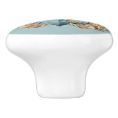 Blauw anker en schelpen op Turnquoise Keramische Knop (Zijkant)