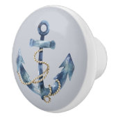 Blauw anker en touw op grijs keramische knop (Rechts)