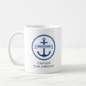 Blauw anker- en touwgrensbootnaam op banner koffiemok (Links)