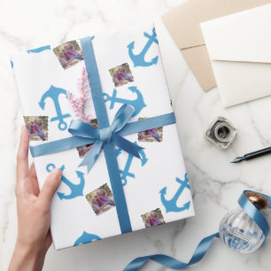 Blauw Anker & Foto Afbeelding Cadeaupapier