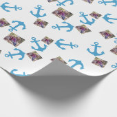 Blauw Anker & Foto Afbeelding Cadeaupapier (Hoek)