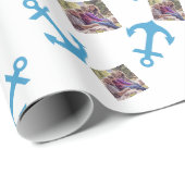 Blauw Anker & Foto Afbeelding Cadeaupapier (Rol Hoek)