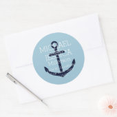 Blauw Anker Gepersonaliseerd adres Ronde Sticker (Envelop)