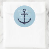 Blauw Anker Gepersonaliseerd adres Ronde Sticker (Tas)