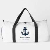 Blauw Anker Gepersonaliseerde Bootnaam Plunjezak (Achterkant)