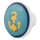Blauw, Anker, Kust Wonen Design Keramische Knop (Rechts)
