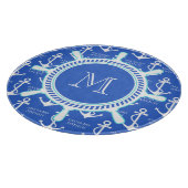 Blauw anker kustmonogram snijplank (Hoek)