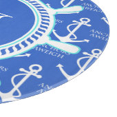 Blauw anker kustmonogram snijplank (Hoek)