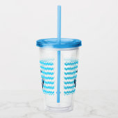 Blauw anker met blauwe golven acryl drinkbeker (Rechts)