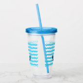 Blauw anker met blauwe golven acryl drinkbeker (Links)