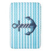 Blauw anker met blauwe golven badmat (Voorkant Verticaal)