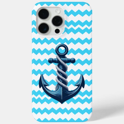 Blauw anker met blauwe golven Case-Mate iPhone case (Achterkant)
