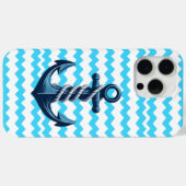 Blauw anker met blauwe golven Case-Mate iPhone case (Achterkant (horizontaal))