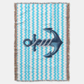 Blauw anker met blauwe golven deken (Voorkant Verticaal)