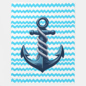 Blauw anker met blauwe golven fleece deken (Voorkant)