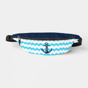 Blauw anker met blauwe golven heuptasje