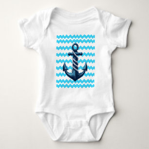 Blauw anker met blauwe golven romper