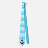 Blauw anker met blauwe golven stropdas (Voorkant)