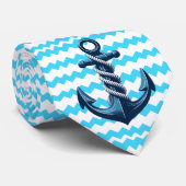 Blauw anker met blauwe golven stropdas (Opgerold)