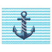 Blauw anker met blauwe golven tafelkleed (Voorkant (Horizontaal))