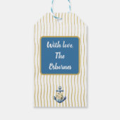 Blauw Anker met Cream Rozen Cadeau Label Cadeaulabel (Achterkant)