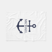 Blauw Anker Met Naam Fleece Deken (Voorkant (Horizontaal))