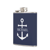 Blauw Anker Met Naam Heupfles (Links)