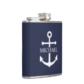 Blauw Anker Met Naam Heupfles (Rechts)