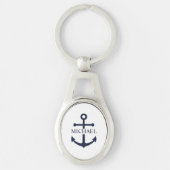 Blauw Anker Met Naam Sleutelhanger (Voorkant)