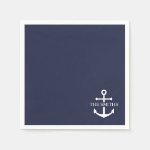 Blauw Anker Met Naam Van Familie Servet