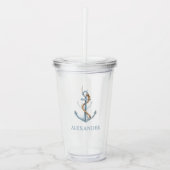 blauw anker met touw gepersonaliseerd acryl drinkbeker (Voorkant)