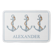 blauw anker met touw gepersonaliseerd badmat (Voorkant)