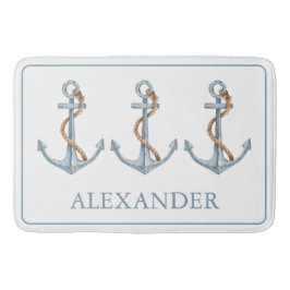 blauw anker met touw gepersonaliseerd badmat