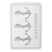  blauw anker met touw gepersonaliseerd badmat (Voorkant Verticaal)