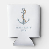 blauw anker met touw gepersonaliseerd blikjeskoeler (Achterkant)