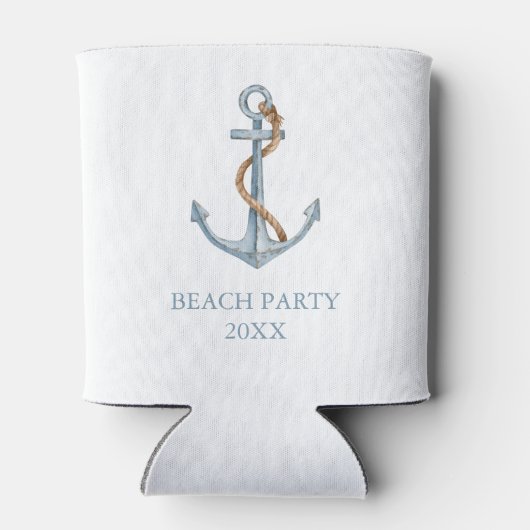 blauw anker met touw gepersonaliseerd blikjeskoeler (Achterkant)