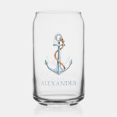 blauw anker met touw gepersonaliseerd blikvorm glas (Voorkant)